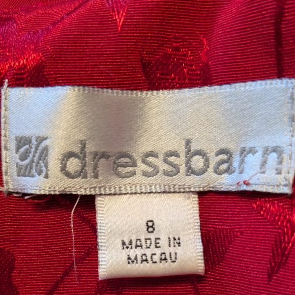 Vintage Asian Elegant Wine Red Maxi Dress 90s Y2k Jacquard Chinese Wedding Sz. 8 - Picture 10 of 13